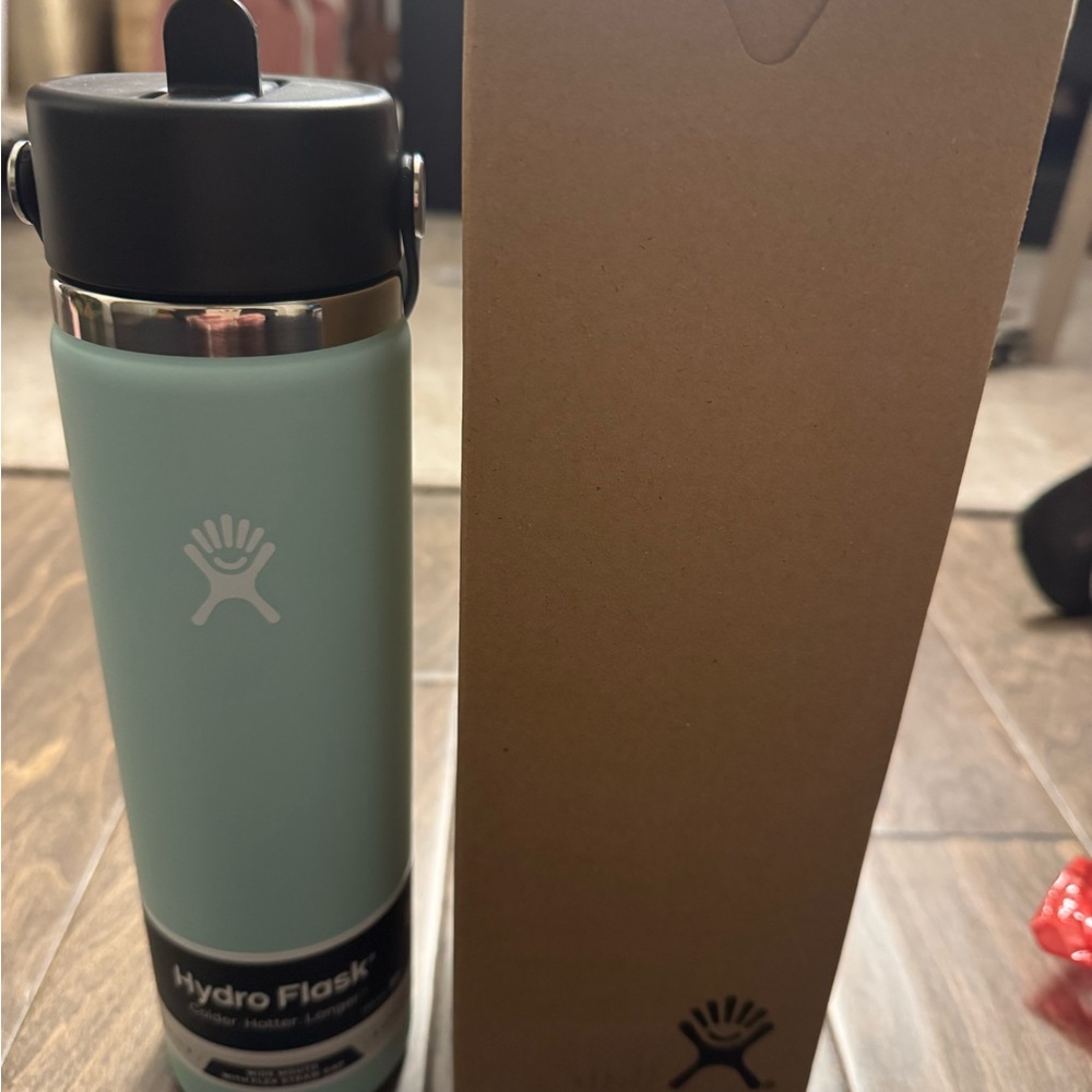Hydro Flask Mint Green Bottle with Black Lid 24 oz